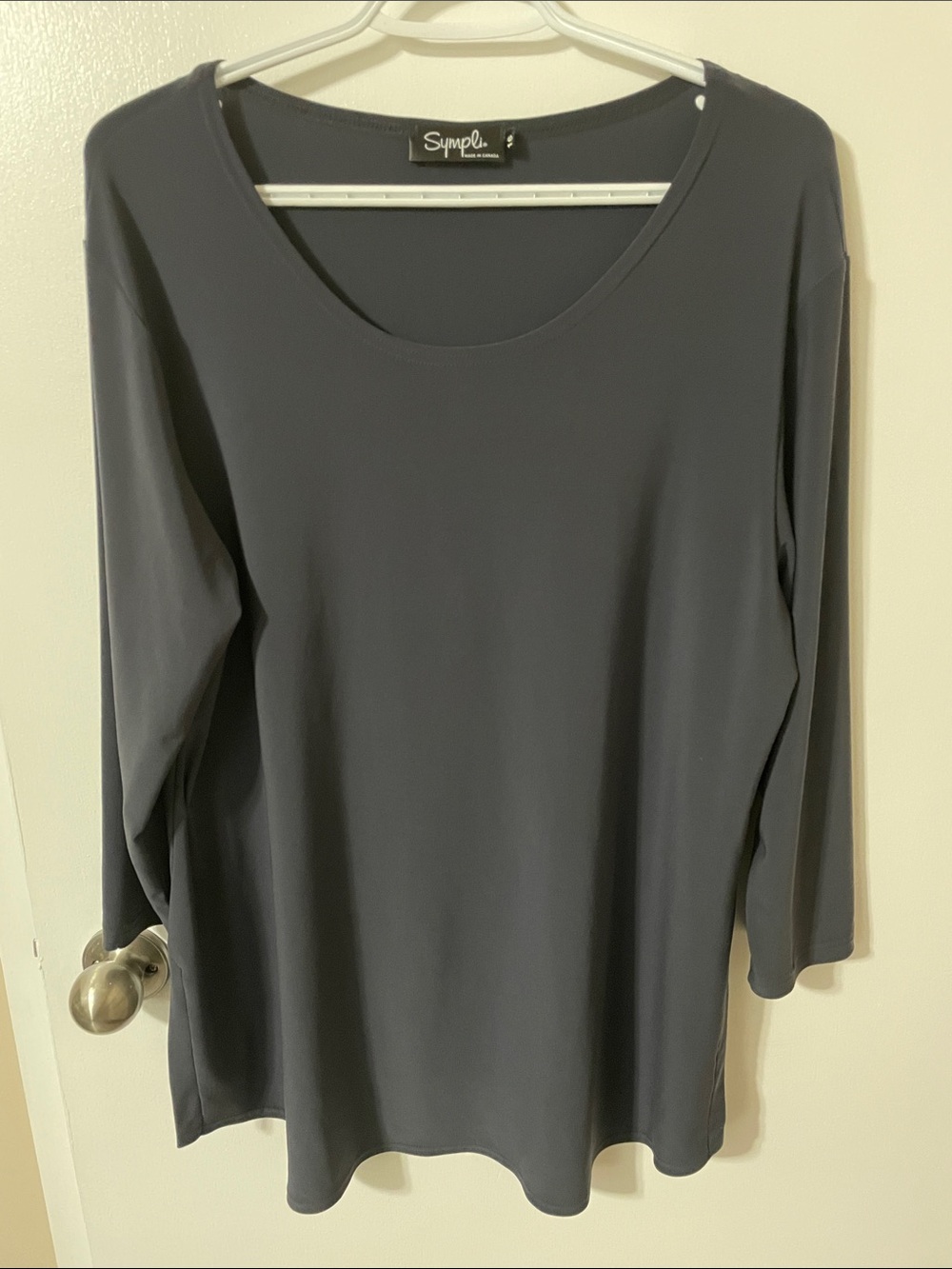 Sympli Scoop Neck Grey 3/4 Length Sleeve Tunic Size 16